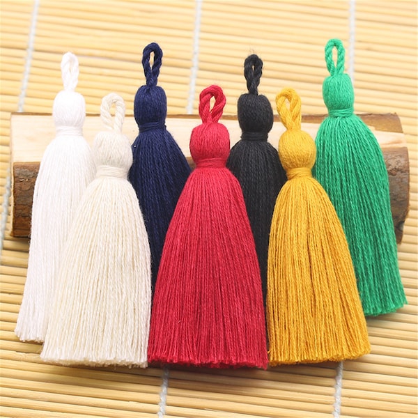 20 couleurs au choix, 10pcs 80mm Fil de coton Noir Tassel, Coton Fil Tassel Accessoires, Tassel Pendentif LF002