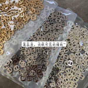 10 mm Knöpfe, goldfarben, Metall Öse: flach, schlicht, DIY Handwerk YS170