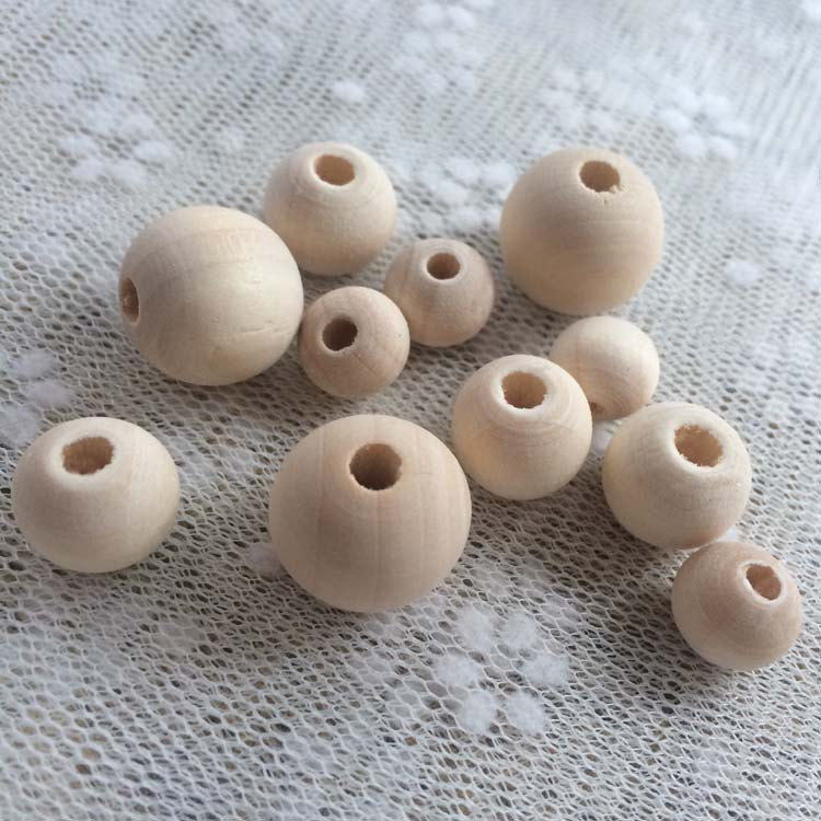 RHBLME 400pcs 15mm Wooden Beads, 200pcs Natural Unfinished Round Wood Beads for Crafts with Holes, 200pcs Painted Star Shape Wood Beads for Craft