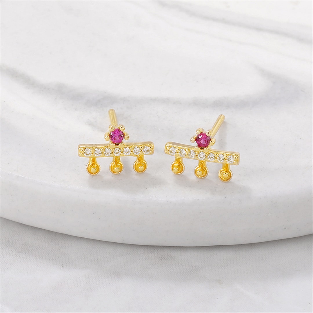 4/10pcs 4x7mm 24K Gold Vermeil Brass Zircon Earrings Studear Etsy