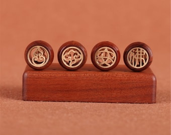 10PCS 10x17mm Natural Rosewood Inlaid Brass Hollow Wooden
