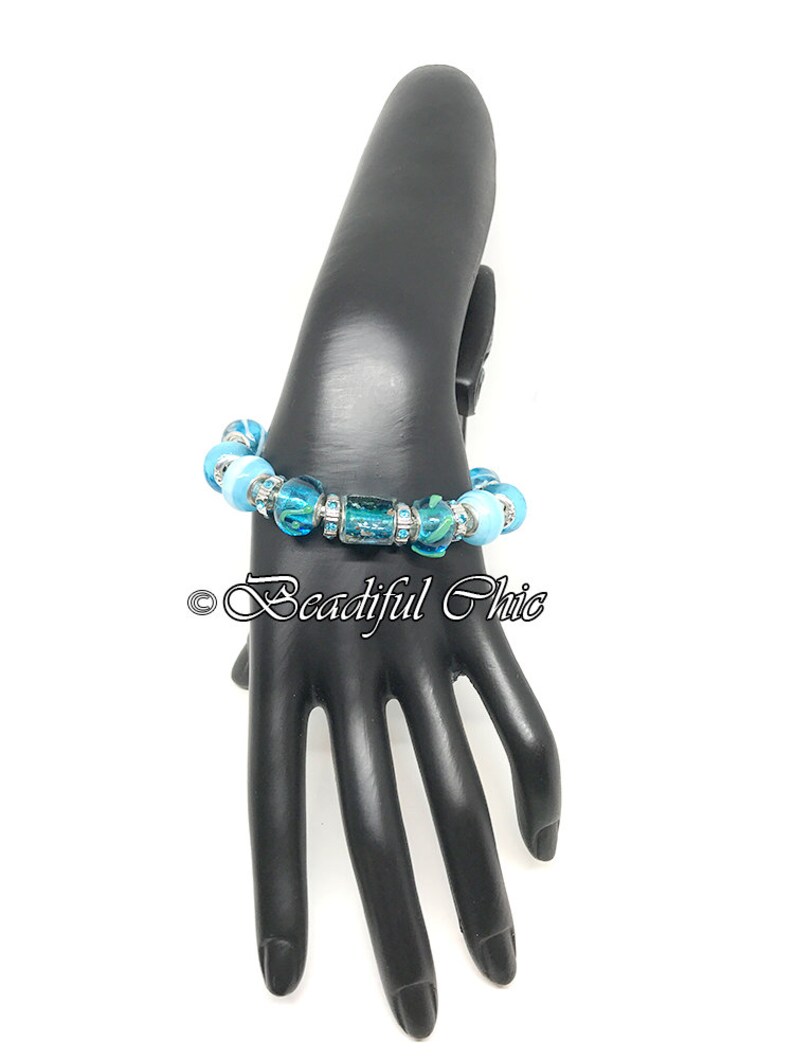 Turquoise Swirls European Style Charm Bracelet