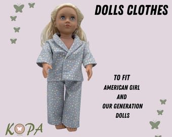 Handmade Flannelette Doll Pajamas, Fits American Girl, Our Generation