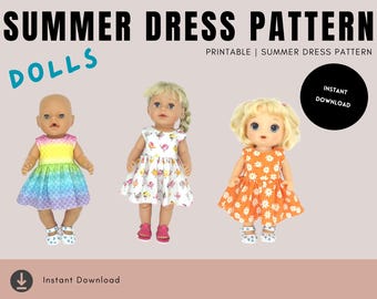 Doll Summer Dress Pattern | Fits 43cm Baby Dolls (Instant Download)
