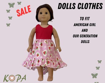 Strawberry High-Low Dress for American Girl Doll | Handmade