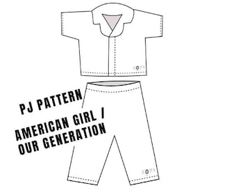 Doll Pyjama Sewing Pattern | Fits American Girl, Our Generation (PDF Pattern)