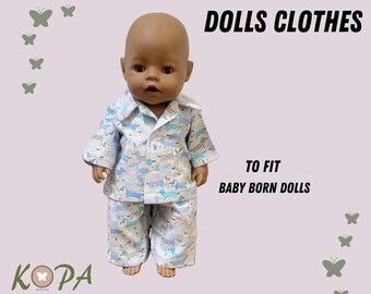 Blue Dachshund Doll PJ | Fits Baby Born 16" Dolls