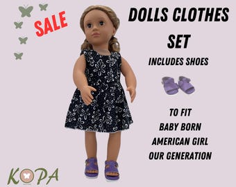 Handmade Doll Dress with Sandals | Fits American Girl, Baby Born
