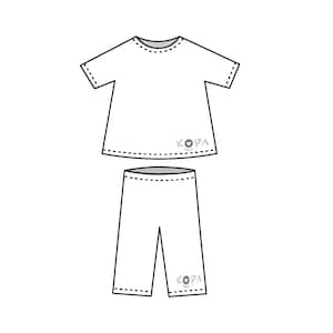 May include: White short-sleeved t-shirt and matching trousers with the word "KOPA" and a logo on each piece.
