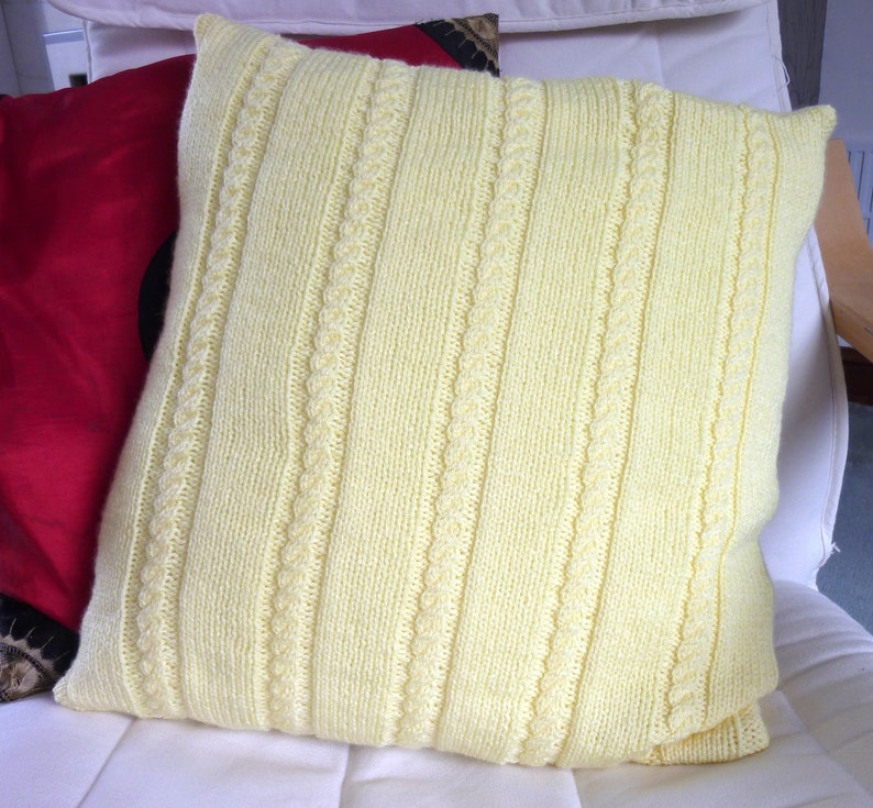 Cabled Cushion Cover Knitting Pattern Knitted Home Decor Etsy