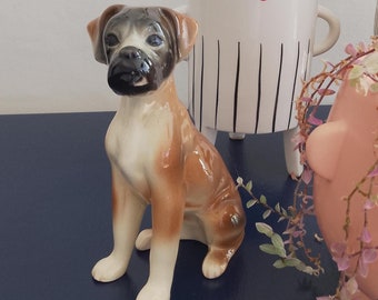 Boxer Dog Ceramic Statue / Vintage Porcelanin Life Size Dog