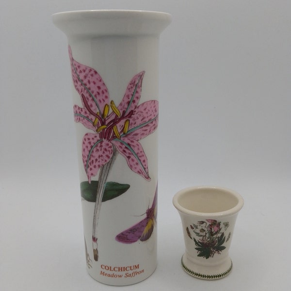 Vintage Portmeirion Botanic Garden Bud Vase Meadow Saffron and Candle Holder, Early Design, Mother's Day Gift