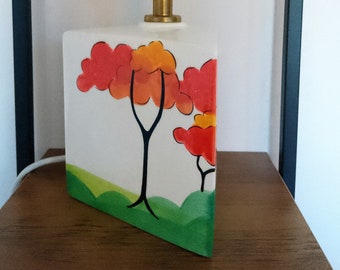 Clarice Cliff Inspired Past Times Art Deco Table Lamp with Orange Trees