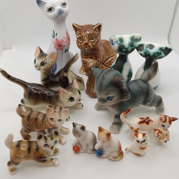 Choose Your Own Vintage Kitsch Cat Figurine, China Cat Ornament, Gift for Cat Lover, Tabby Cat, Ginger Cat, Pottery Cat, Dollhouse Cat