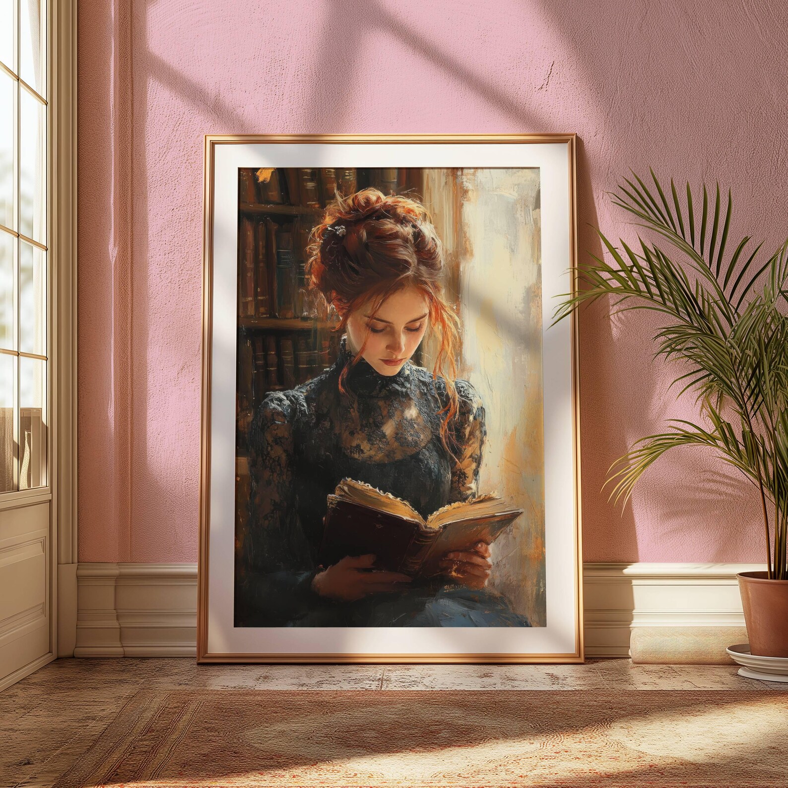 Victorian Woman Reading Bookish Wall Art Print – Close-up Portrait ...