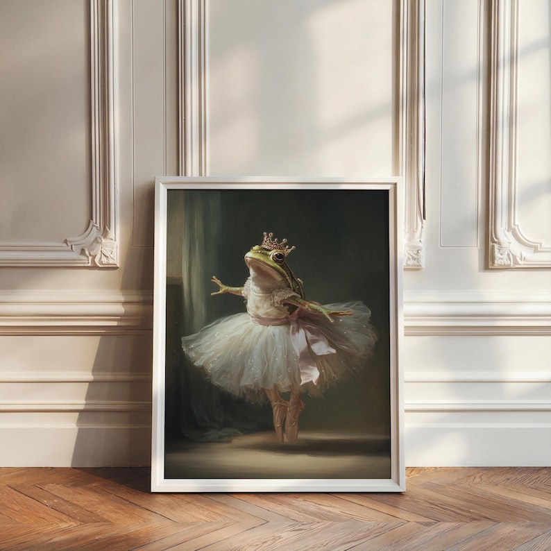 Whimsical Frog Ballerina Printable - Vintage Dance Scene, Muted ...