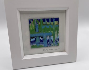 Enamelled picture, Abstract picture in multi-colours, Birthday gift, home decor.