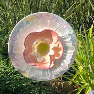 Glass Flower, Glass Yard Art, Flower, Upcycled Glass, Garden Décor, Garden Art, Gift,