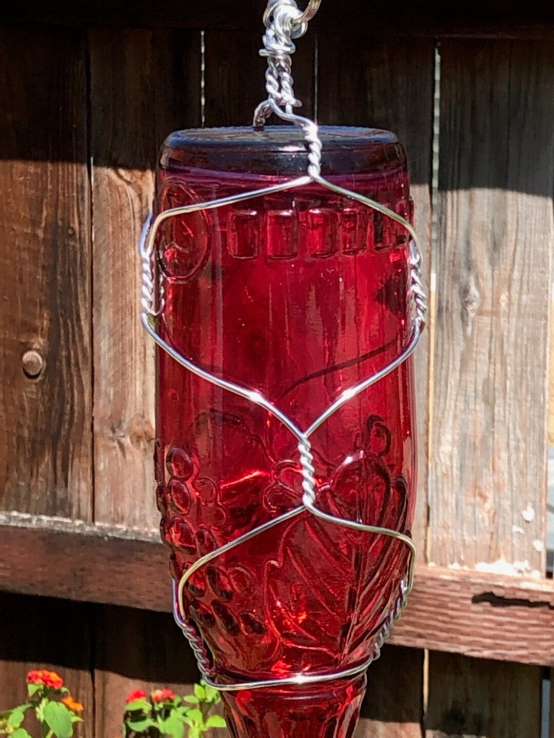 Hummingbird Feeder, Bird Feeder, Glass Yard Art, Upcycled Glass, Gift Etsy