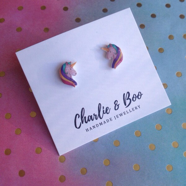 Studs de unicornio - pendientes de unicornio - joyería de unicornio - unicornio arco iris - arco iris studs - joyas para los niños