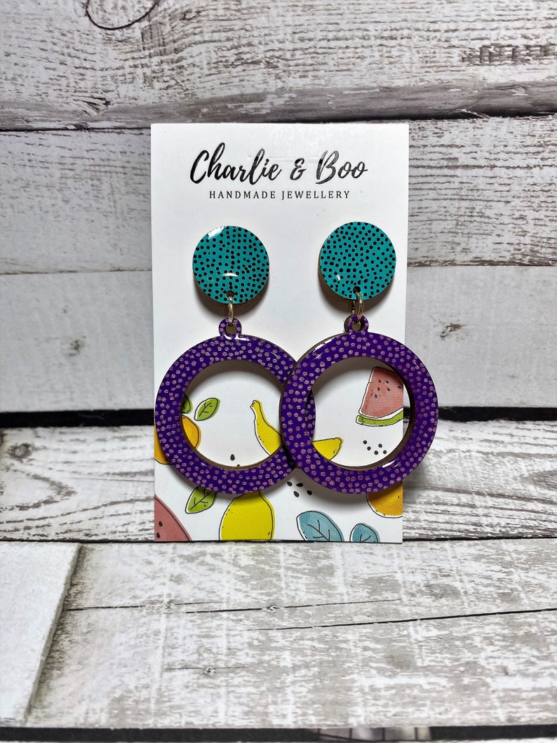 Polka Dot Dangles Stud Dangles Hand Painted Jewellery