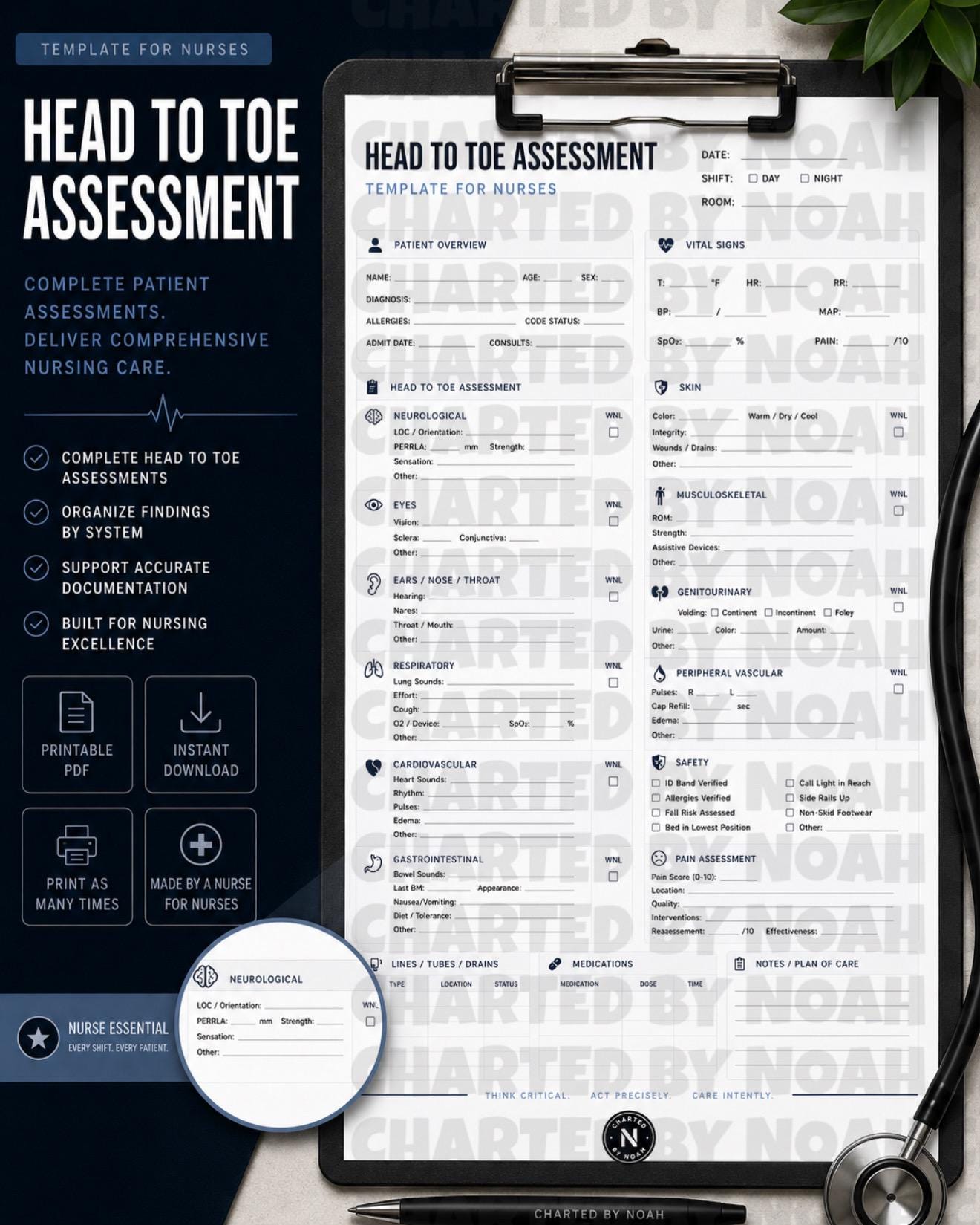 Head to Toe Assessment Cheat Sheet for Nurses - Etsy