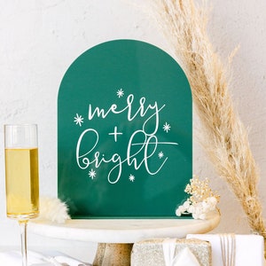 Merry and Bright Christmas Acrylic Sign, Wall Decor, Holiday Decor, Christmas Print, Wall Art, Party Decor, Modern Christmas Sign, Handmade image 1