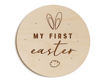 My First Easter Baby Wooden Milestone Card, First Holiday, Wood Disc, Marker, Modern, Wooden Plaque, Oh Baby, Cute Holiday Photo Prop, Gift