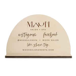 Social Media Sign, Custom Business Logo Wood Sign, Engraved, Your Artwork, Booth Signage, Pop Up Signage, QR Code, Follow Us, Let's Connect