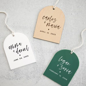 Personalized Couple Names And Year Acrylic Arch Ornament, Holiday Decor, Custom, Christmas Gift, Couples Gift, Wedding, Hand Lettered