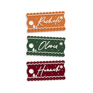 Personalized Christmas Stanley Tumbler Tag, Acrylic Lid Topper, 40oz, 30oz, Gift for Her, Quencher H2.0, Holiday, Snowflake, Gingerbread