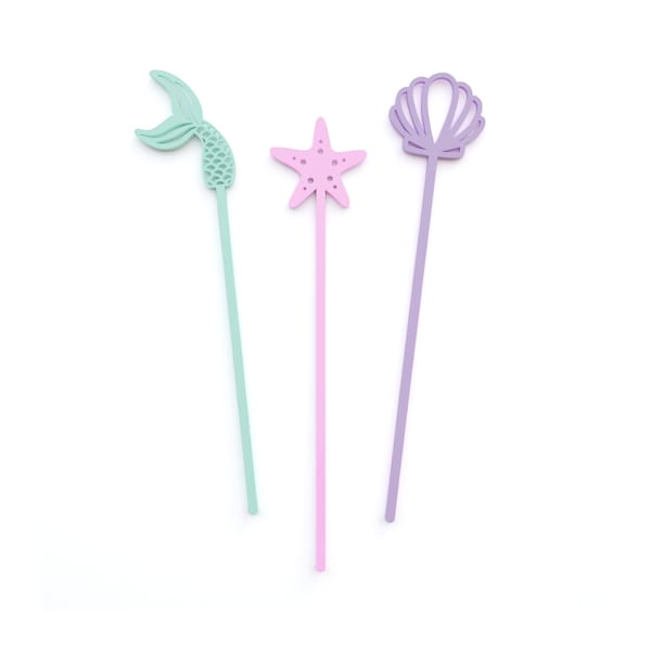 Mermaid Collection Acrylic Drink Stirrers, Swizzle Sticks, Party Decor, Under the Sea, Birthday, Drink tag, Bar Cocktail Sticks, Set of 12