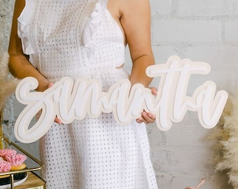 Personalized Name Acrylic Sign, Large Name Cut Out Sign, Two Tone, Nursery, Bridal Shower, Party Decor, Wedding, Custom, Backdrop, Logo