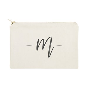 Personalized Handwritten Monogram Cotton Canvas Cosmetic Bag and Travel Make Up Pouch - Bridesmaid Gift, Wedding Favor, Gifts for Her, DIY