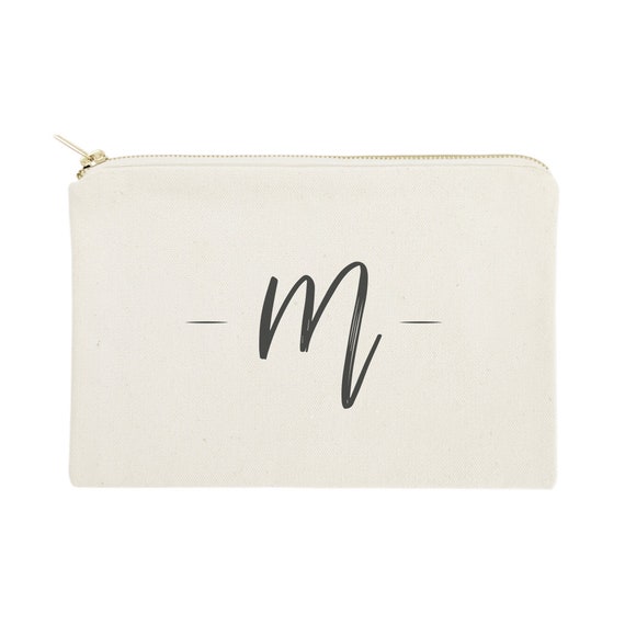Personalized Handwritten Monogram Cotton Canvas Cosmetic Bag 