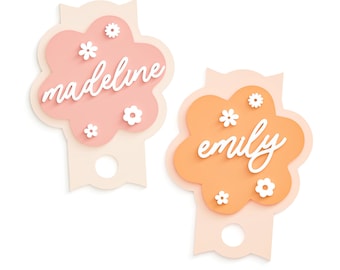 Personalized Floral Stanley Name Tag, Daisy Stanley Name Plate, Flower Acrylic Lid Topper, Custom Tumbler Tag, 40oz, 30oz, Quencher H2.0
