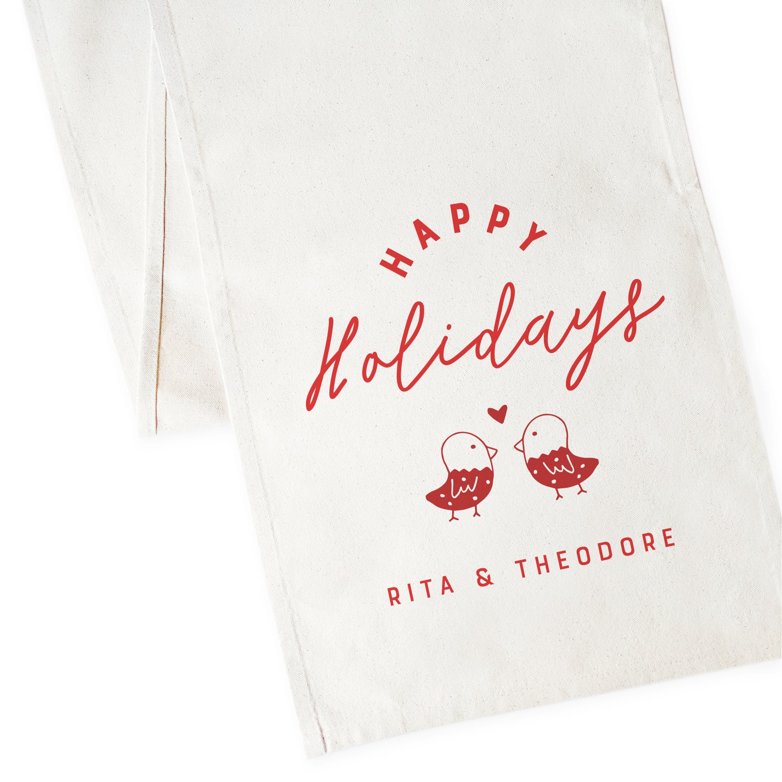 Personalized Couple Names Happy Holidays Christmas Canvas Table…