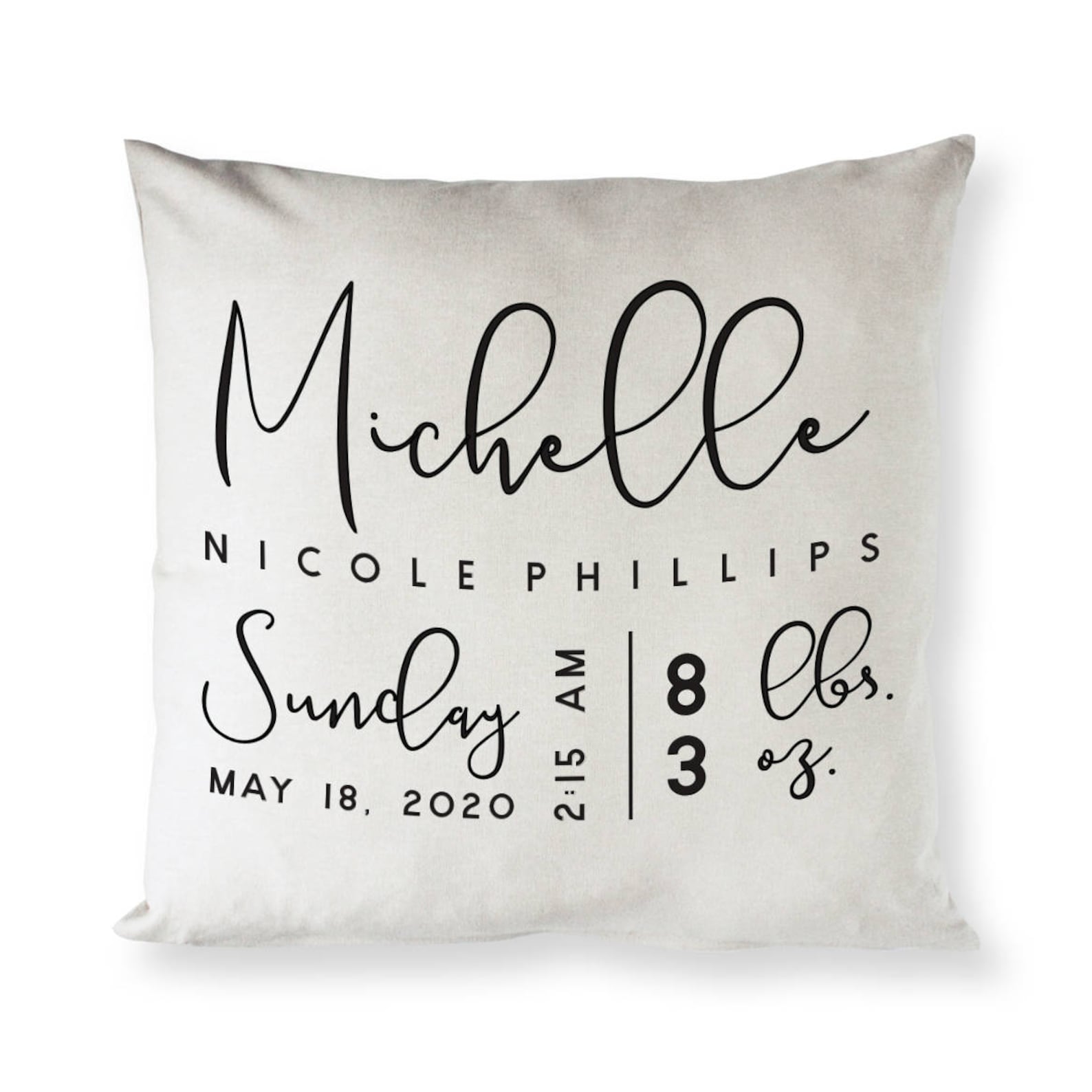 Personalized Newborn Cotton Canvas Baby Pillow Cover Etsy