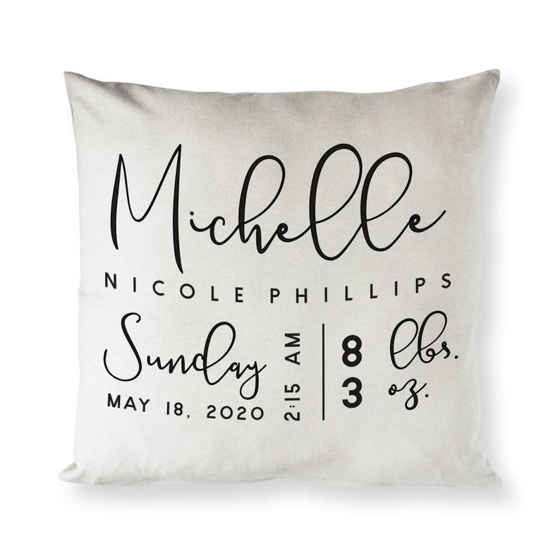 Personalized Newborn Cotton Canvas Baby Pillow Cover Etsy