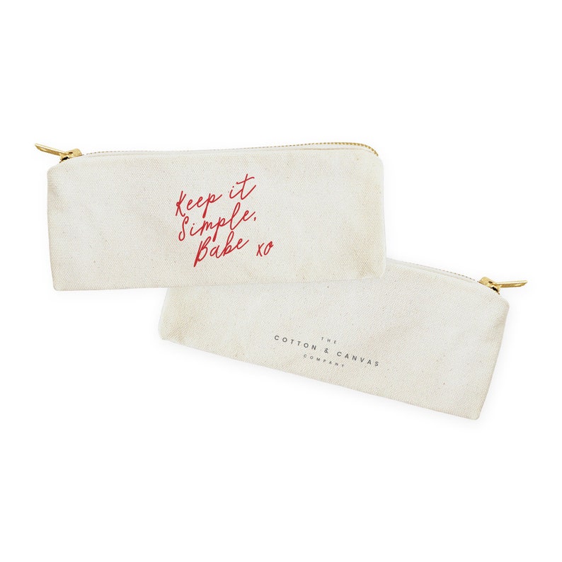 DIY Keep it Simple Babe Cotton Canvas Pencil Case,Travel Pouch for Back to School Supplies Zipper Pouch Paper Goods Makeup Bag Gift