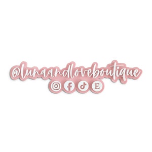 Acrylic Social Media Sign, Hashtag, Username, Photo Prop, Follow Us, Let&#39;s Connect, Laser Cut, 3D, Custom Business Logo, Watermark, Two Row