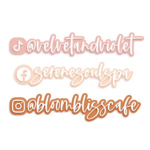 Social Media Username Sign, Acrylic, Business Name Sign, 3D, Pop Up Sign, Logo, Follow Us, Let's Connect, Watermark, Hashtag. Social Sign