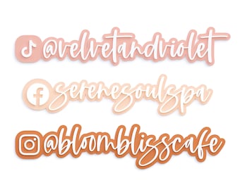 Social Media Username Sign, Acrylic, Business Name Sign, 3D, Pop Up Sign, Logo, Follow Us, Let's Connect, Watermark, Hashtag. Social Sign