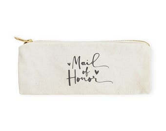 Maid of Honor Cotton Canvas Pencil Case and Travel Pouch for Back to School, Supplies, Teen Gifts, Zipper Pouch, Makeup Bag, Gift For Her
