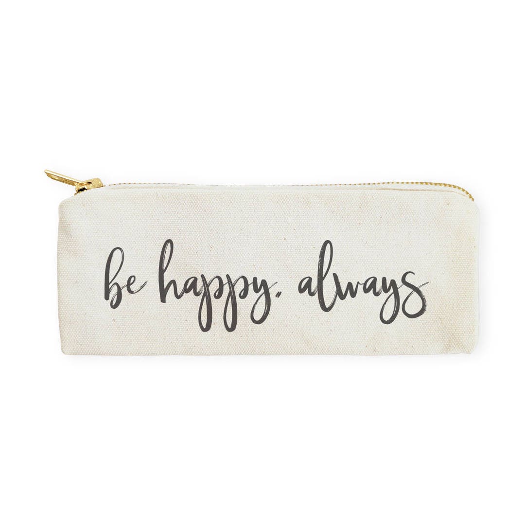 Be Happy Always Cotton Canvas Pencil Case and Travel Pouch - Etsy