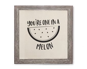 You're One in a Melon Print Canvas Kitchen Wall Art, Home Decor, Kitchen Print, Modern Art, Cook Gift, Hostess Gift, Housewarming, Food Pun