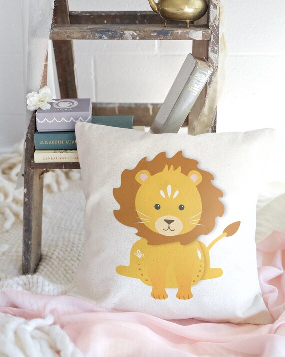 Lion Cotton Canvas Baby Pillow Cover Pillowcase Cushion Cover and Decorative Home Throw Pillow Cover Kid s Decorative Cute Decor Gift Etsy Canada