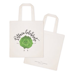 Lettuce Celebrate Cotton Canvas Reusable Grocery Bag and Farmers Market Tote Bag, Food Pun, Shopping, Women's Gift, Funny Gifts for Her image 2