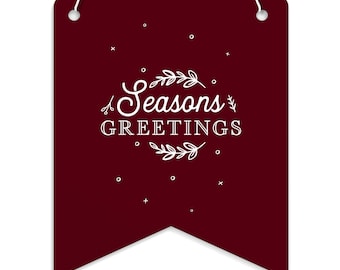 Seasons Greetings Acrylic Banner Sign, Christmas Wall Decor, Holiday Pennant Hanging Sign, Winter Home Decoration, Festive Wall Art