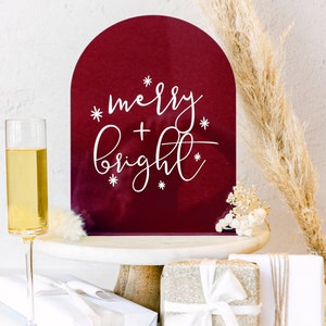 Merry and Bright Christmas Acrylic Sign, Wall Decor, Holiday Decor, Christmas Print, Wall Art, Party Decor, Modern Christmas Sign, Handmade image 4